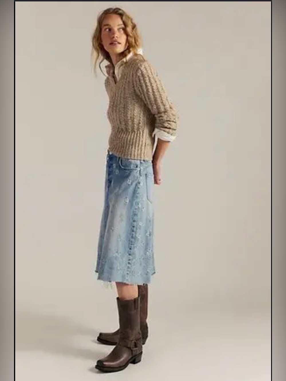 NWOT Free People We The Free Daisy Mae Embroidered Midi Skirt - Picture 4 of 13